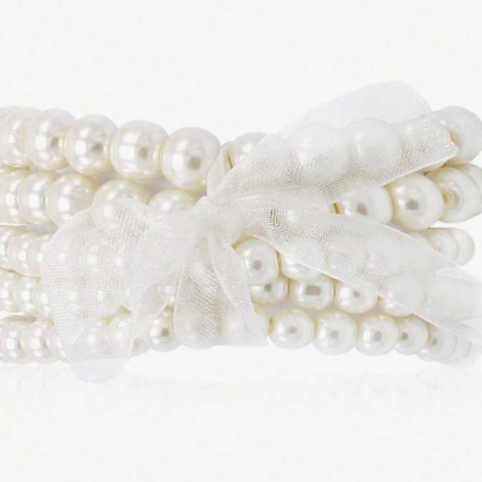 0309| EIN - "5 Pcs Beaded Stretch Faux Pearl Bracelet Set - White"