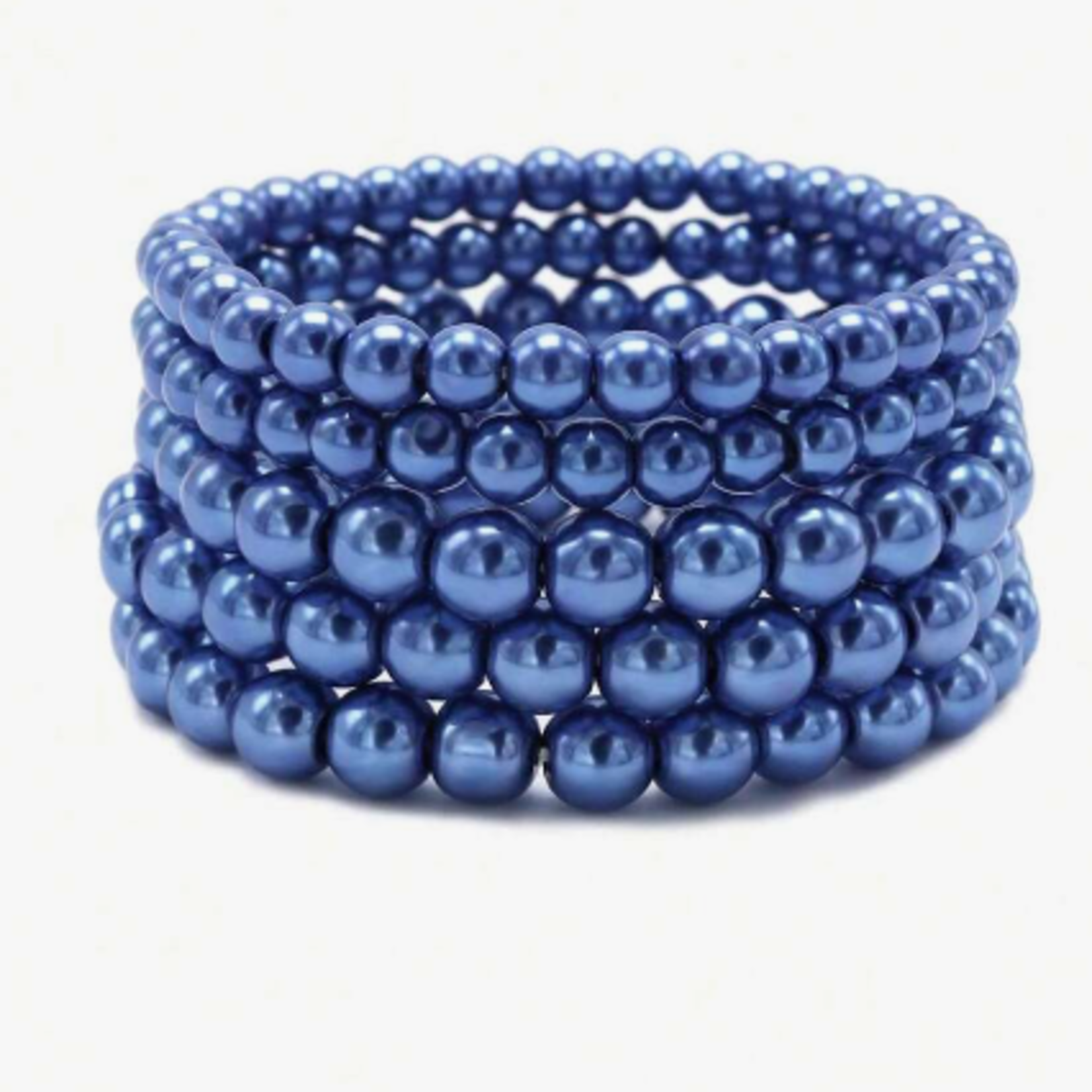 0209 | EIN -  7Pcs Beaded Stretch Faux Pearl Bracelet Set - Royal blue
