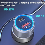 1028 _DSE | BANGFUN | C-TYPE 36W Dual USB Car Charger Adapter Fast Charge - 3.0 Cigarette Lighter