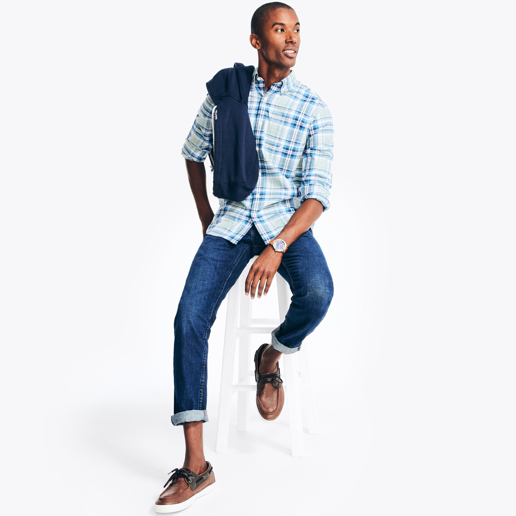 0424 | NAUTI | "plaid poplin shirt Color: Green Terrain / JADE FROST  Size: L"