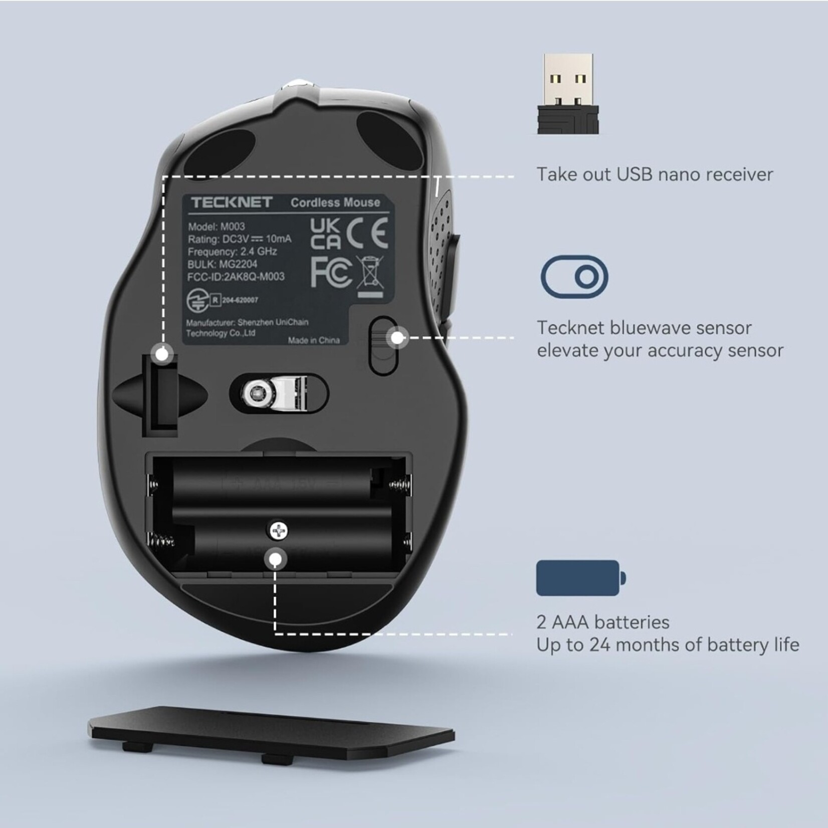 0629 _DSE |  TECKNET Wireless Mouse - 6 Buttons - Black