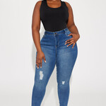0612 | FFN |"  On My Terms Stretch Skinny Jeans - Medium Wash Size: 18 Plus"