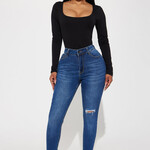 0612 | FFN |"  Lia Super Soft Ripped Booty Lifter Skinny Jeans - Medium Wash Size: 18 Plus"