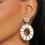 1028 } FFN | Tropicana Cabana Earrings - White/Gold