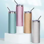 1028 | TOOTSIE - Skinny Stainless Steel Tumbler -  Glitter Gray / Silver