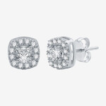 1225 | JPP | White Sapphire Sterling Silver 8.5mm - (square) Cushion Stud Earrings