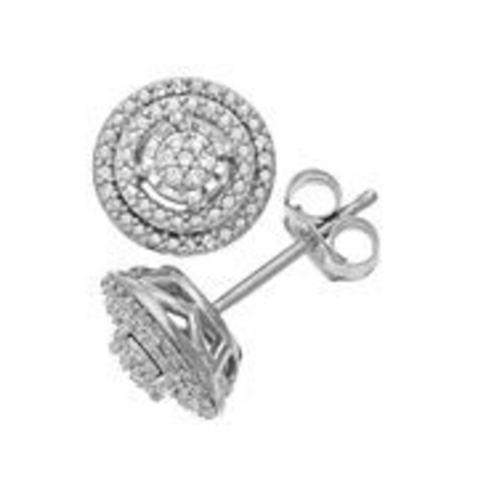 1225 | "KHL | Diamond Brilliance 1/10 Carat T.W Diamond Halo Stud Earrings Color: Sterling Silver"