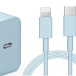 1225 | DSE | Novobit | iPHONE CHARGER (CABLE + CTYPE BLOCK) - 6FT (Sky Blue)