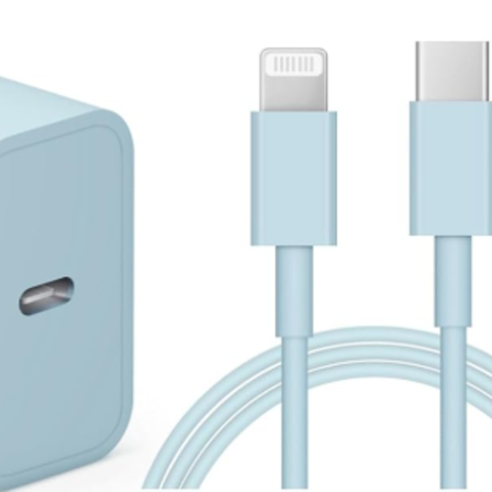 1225 | DSE | Novobit | iPHONE CHARGER (CABLE + CTYPE BLOCK) - 6FT (Sky Blue)