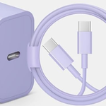0218 | DSE | Novobit | CTYPE CHARGER (CABLE + BLOCK) - 6FT (Purple)