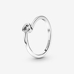 0117 | PANDORA | Authentic| (925 Sterling Silver) - Clear Tilted Heart Solitaire Ring Size: 8.5