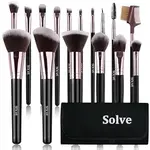 0117 |AZ | SOLVE Makeup Brushes Set - 16Pcs with Black Case（Black&Pink）