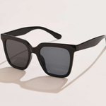 0218 | EIN | WHATISEE | Women's Fashionable Large Square Frame Casual Outdoor Sunglasses - Dark Grey