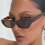 0218  | EIN | PLS |  Small Frame Cat Eye Square Fashion Glasses - Leopard Print/brown Gradient