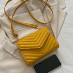 0117 | EIN |CHICMIX | Mini Chevron Quilted Flap Square Bag - Mustard Yellow