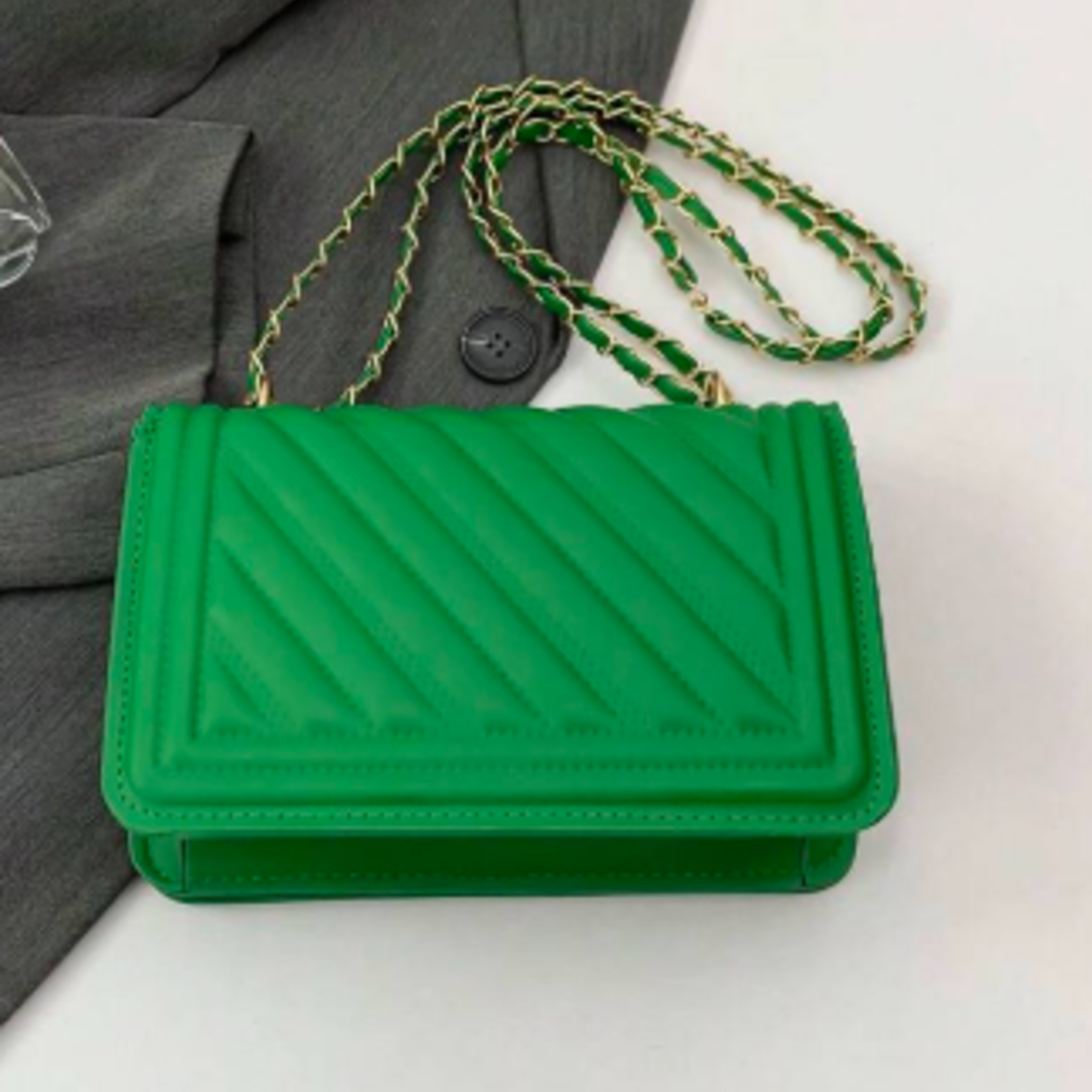 0117 | EIN |SERENDIPITY | PU Embossed Minimalist Mini Shoulder Bag - Green