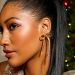 0117  | RB | "Metallic Flat Chain Bow Drop Earrings COLOR: GOLD"