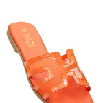 0117  | RB | Mesh Insert Cut Out Band Slide Sandals - COLOR: ORANGE PATENT