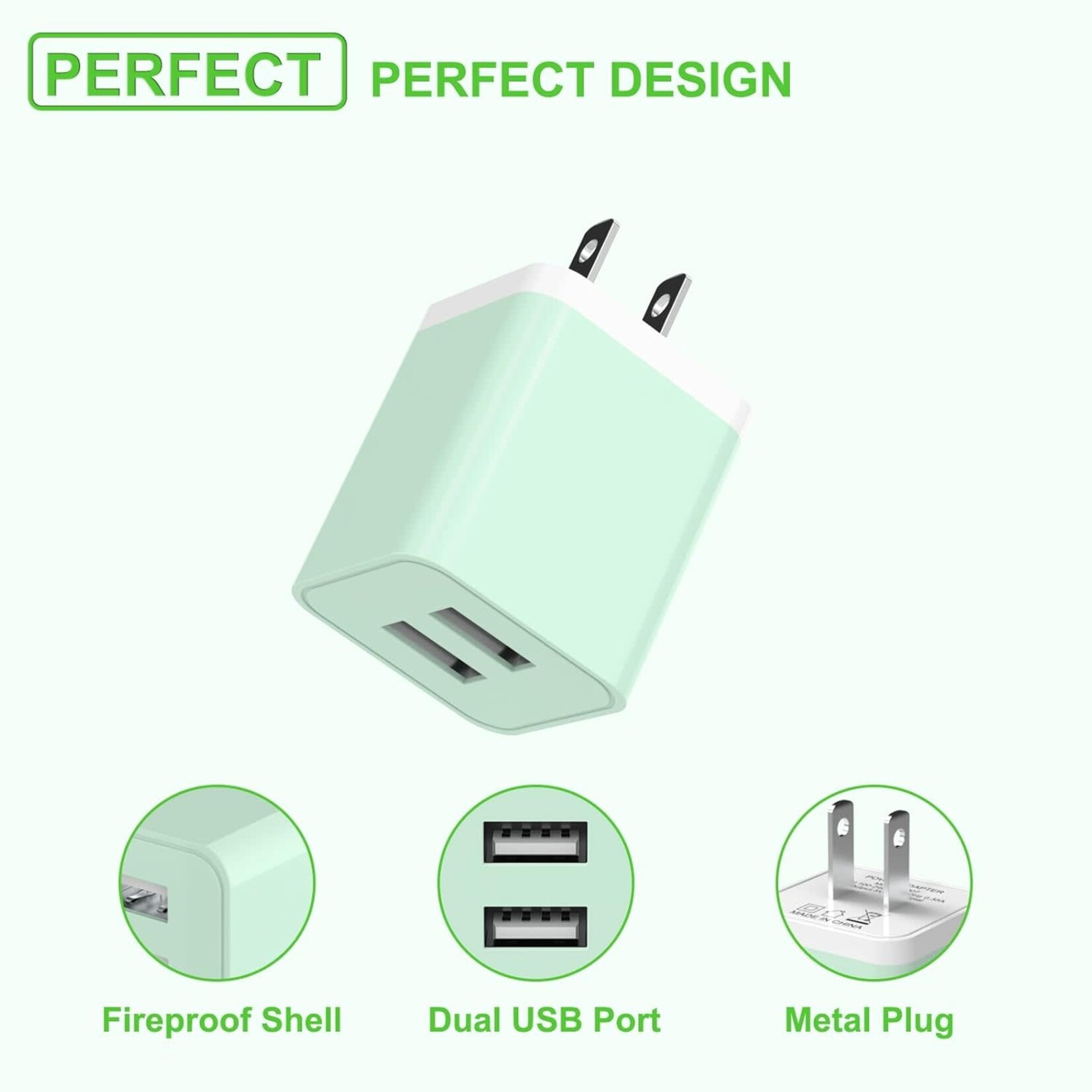 0601  | DSE | iGENJUN | [MFi Certified] (Dual Port USB Block + 6FT Lightning Cable) AJ007 iPhone Charger - PASTEL COLOR