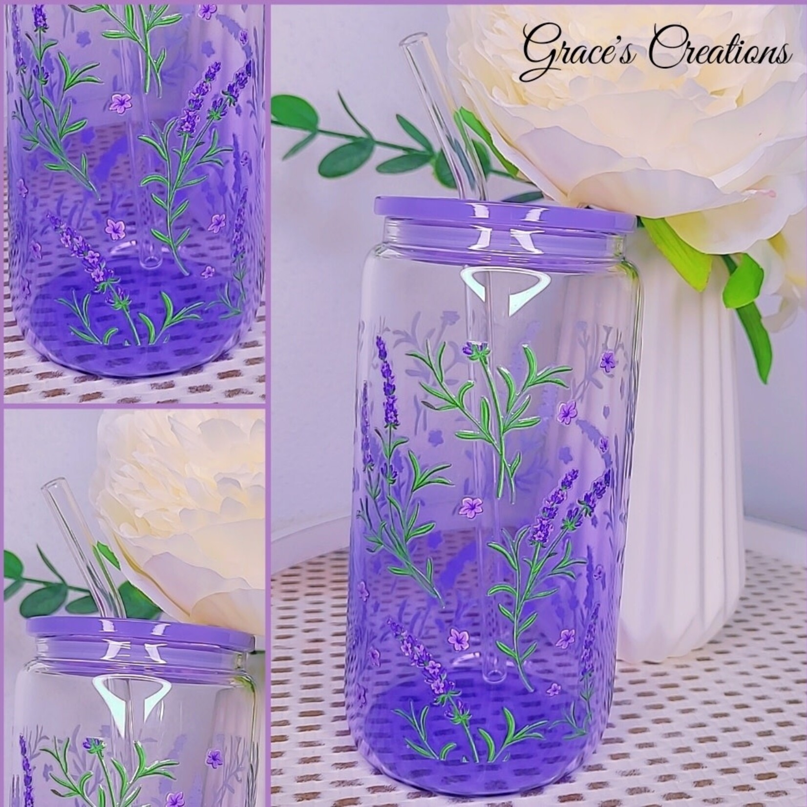 0212 | GRACE'S |  PURPLE GLASS CUP - Lavender