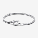 0218  |PANDORA | Authentic| (925 Sterling Silver) - Pandora Moments Studded Chain (HEART) Bracelet
