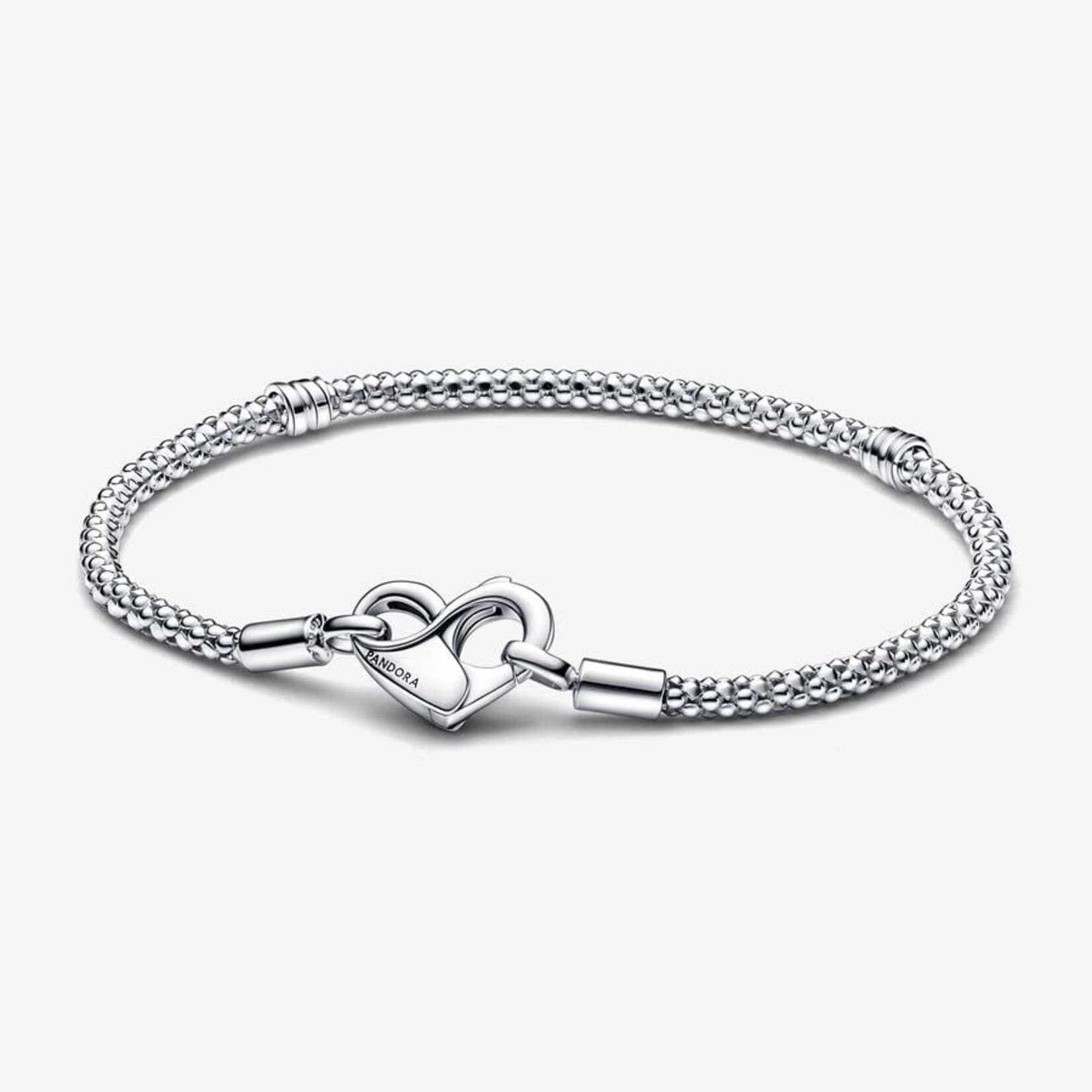 0218  |PANDORA | Authentic| (925 Sterling Silver) - Pandora Moments Studded Chain (HEART) Bracelet