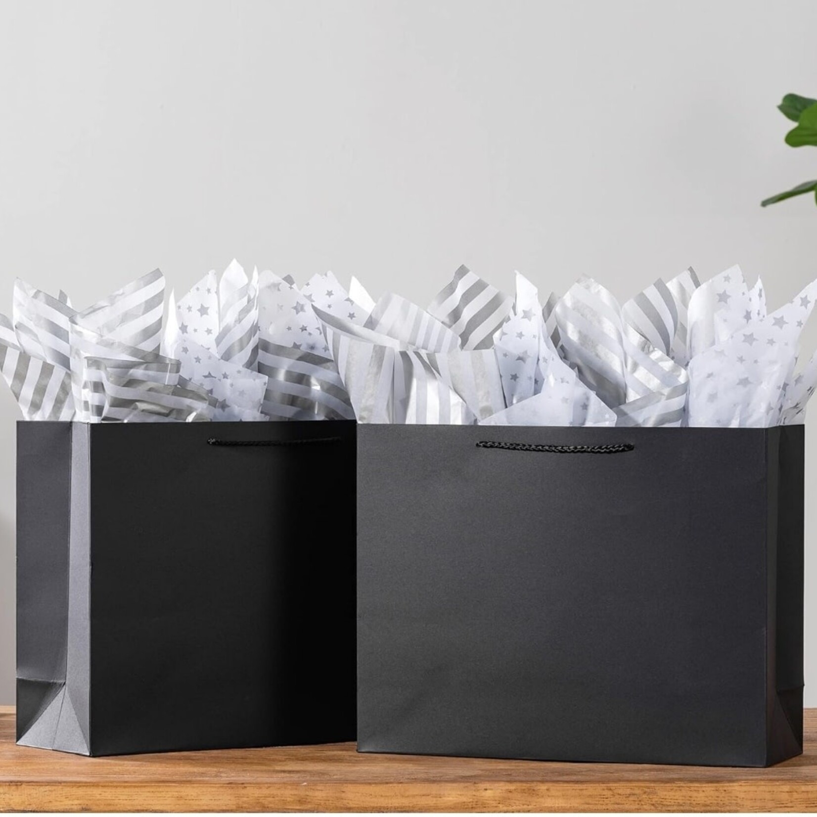 0218 | DSE| Gift Packaging - Extra Large Black Paper Bags  (16 x 6 x 12 )