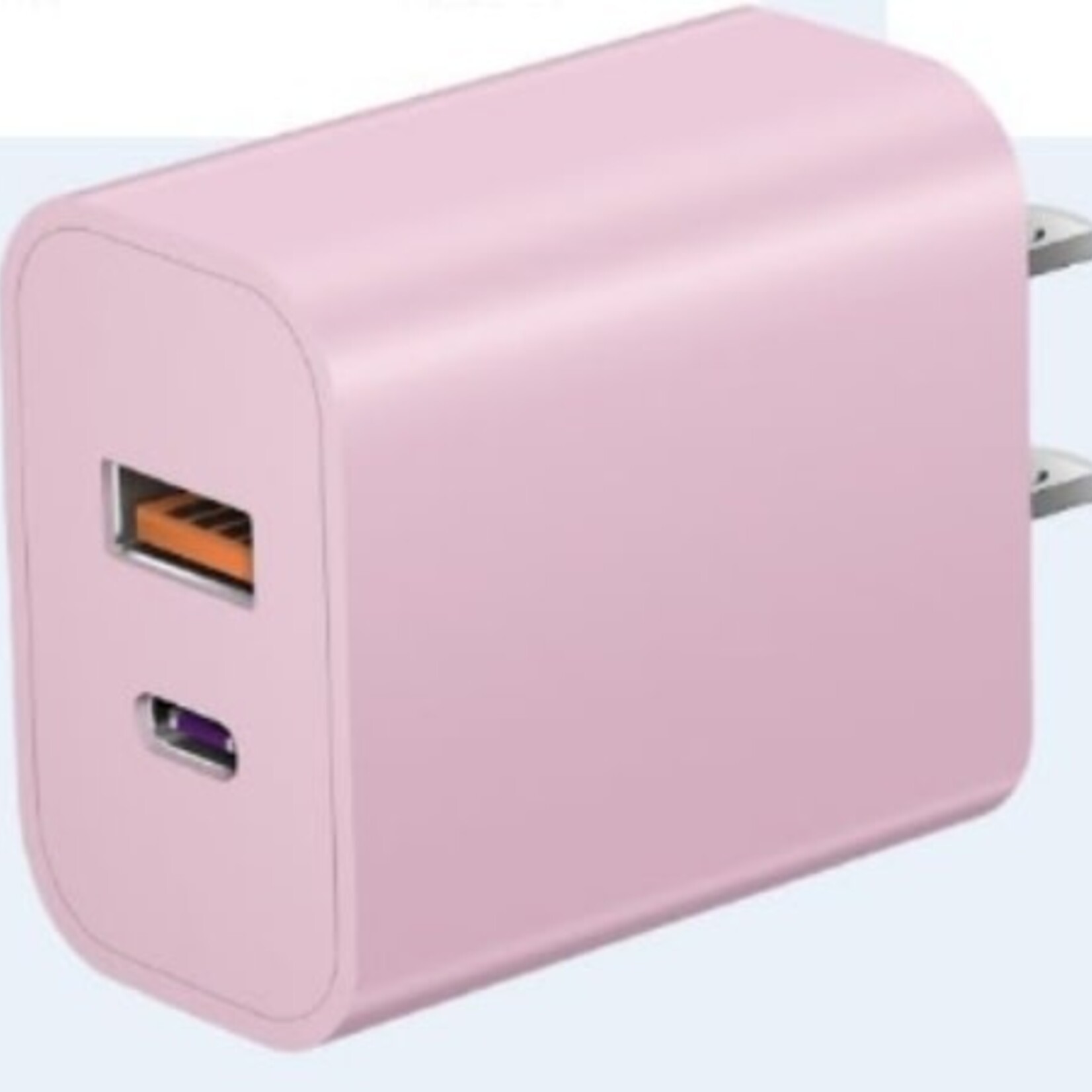 0218  | DSE | DUAL | USB + C Charger Dual Port Block - Pink