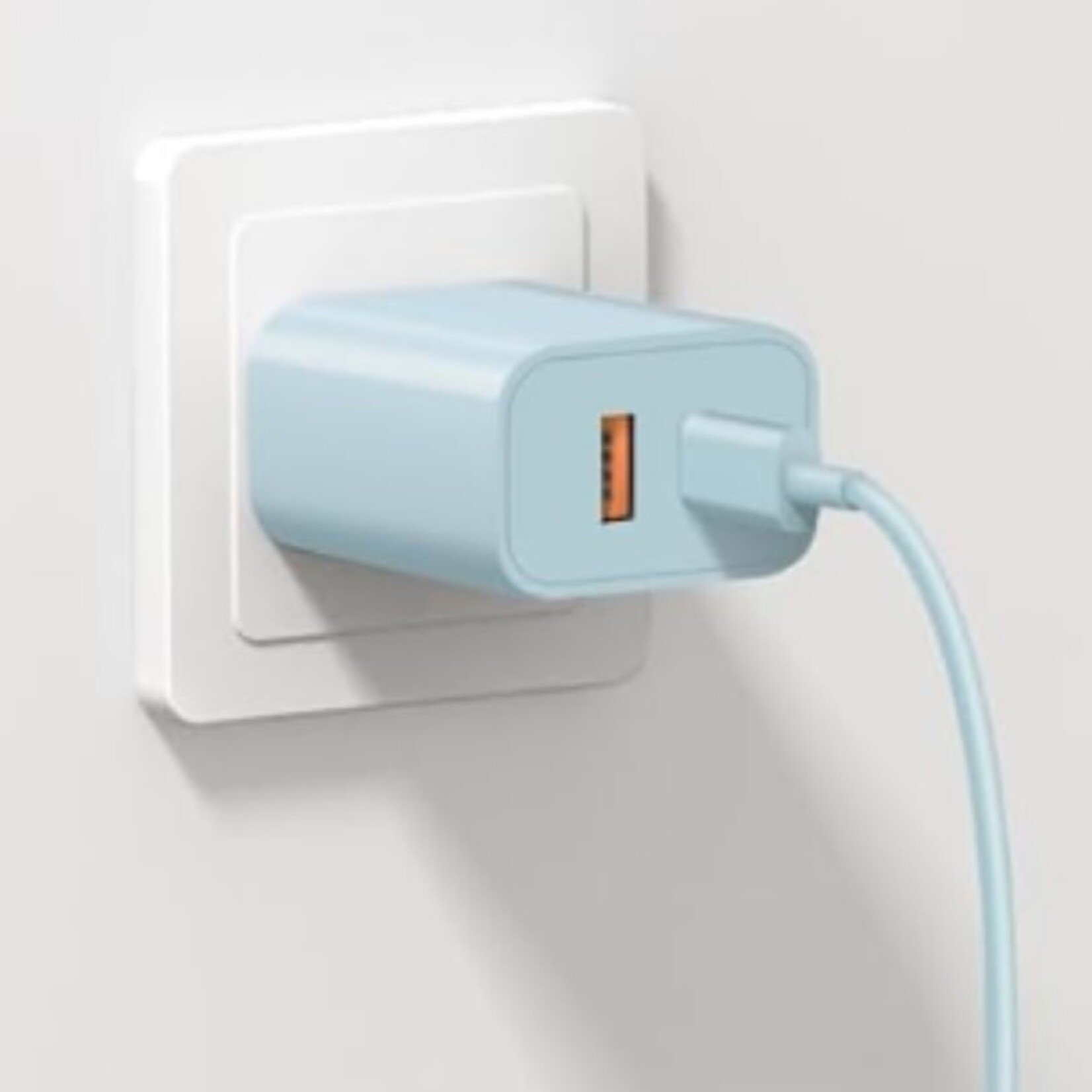 0218  | DSE | DUAL | USB + C Charger Dual Port Block - Blue