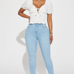 0218 | FFN |"Alaia High Rise Stretch Skinny Jeans - Light Wash Size: 15 Plus"