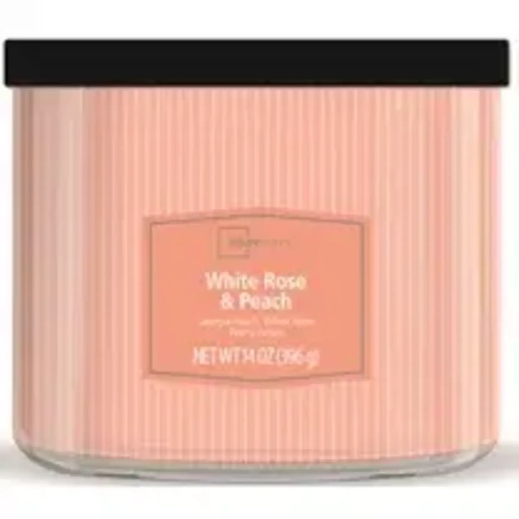 0218 | Mainstays | 3-Wick Textured Scented Candle -  White Rose Peach