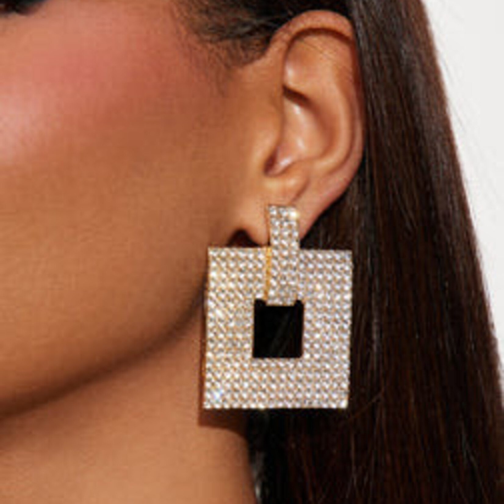 0414  | FNN | "	 Final Countdown Earrings - Gold/Clear"