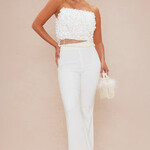 0601 | FNN | Emily Floral Flare Pant Set - Off White    Size: XL