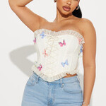 0601 | FNN | Mariposa Mesh Corset Top - Cream - XL