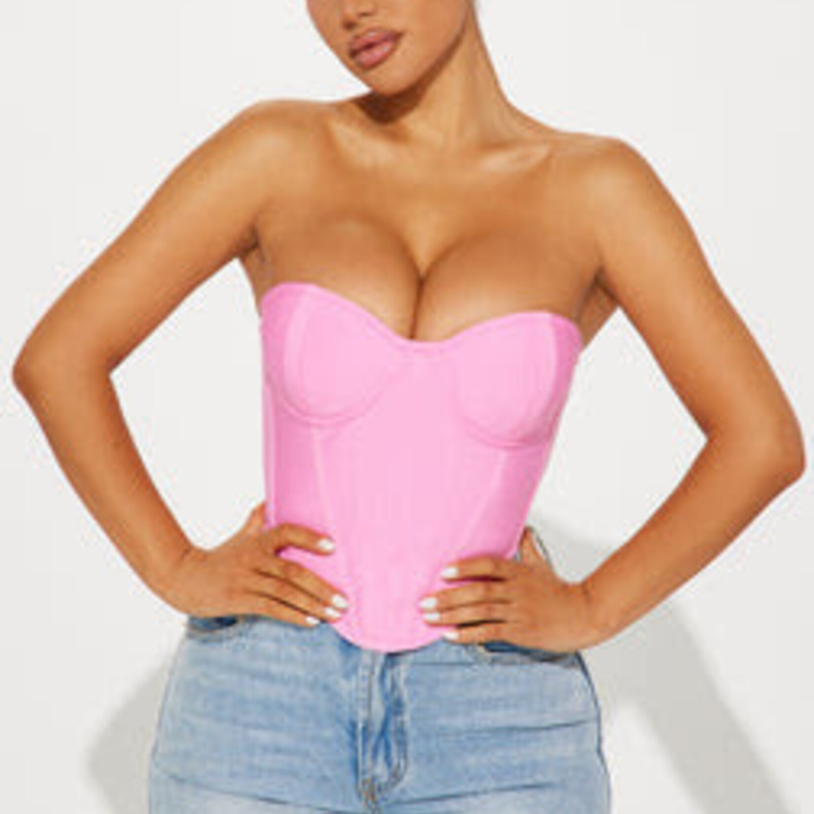 0601| FNN | Amara Bandage Corset Top - Pink - 2X