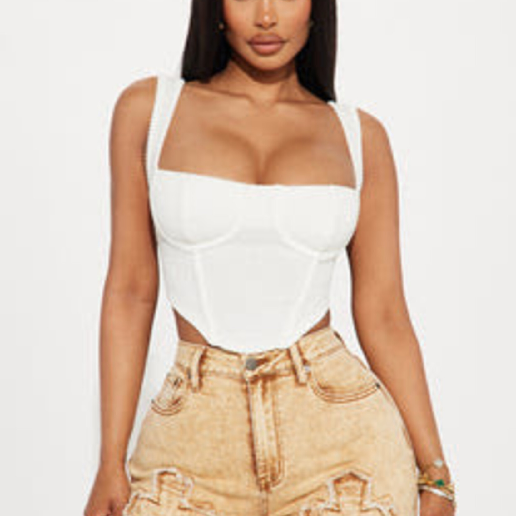 0601| FNN | Take Control Corset Top - White - L