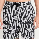 0601 | OLD NAVY |   Printed Swim Trunks -- 7-inch inseam - Black/White Palm Print Size: XXL Tall"