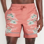 0601 | OLD NAVY | Printed Swim Trunks -- 7-inch inseam Color: Palm Beach Pink Size: L Tall"