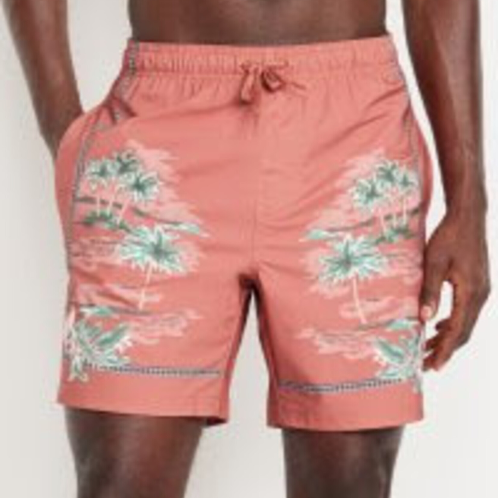0601 | OLD NAVY | Printed Swim Trunks -- 7-inch inseam Color: Palm Beach Pink Size: L Tall"