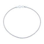 0601 | MCY |Rope Chain Anklet Ankle Bracelet -  .925 Sterling Silver