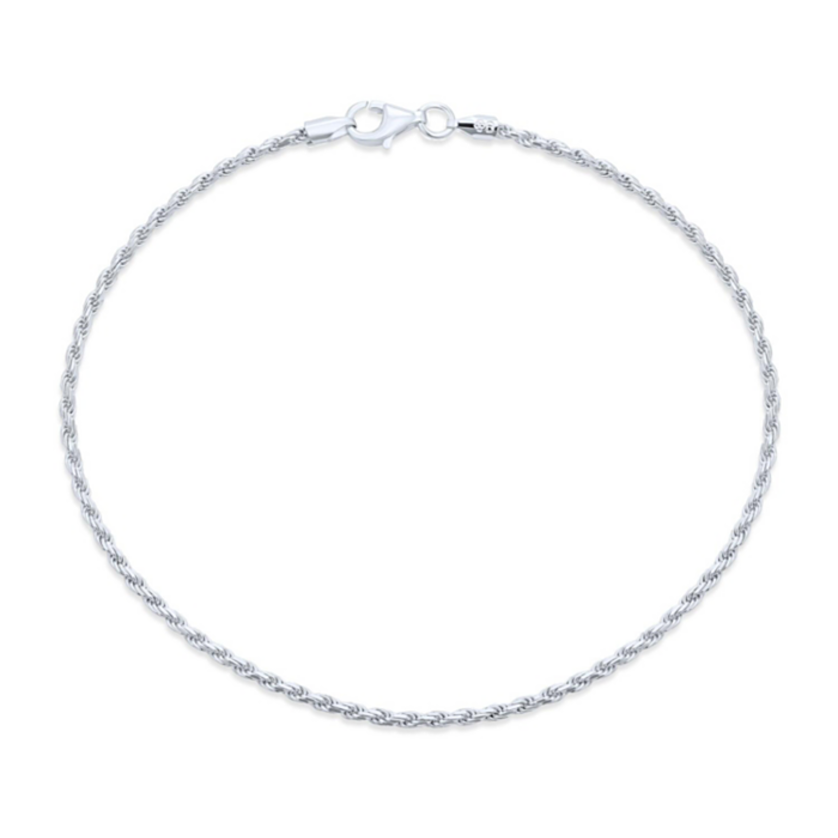 0601 | MCY |Rope Chain Anklet Ankle Bracelet -  .925 Sterling Silver