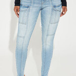 QQ | FFN | Off The Clock Stretch Cargo Skinny Jeans - Light Wash