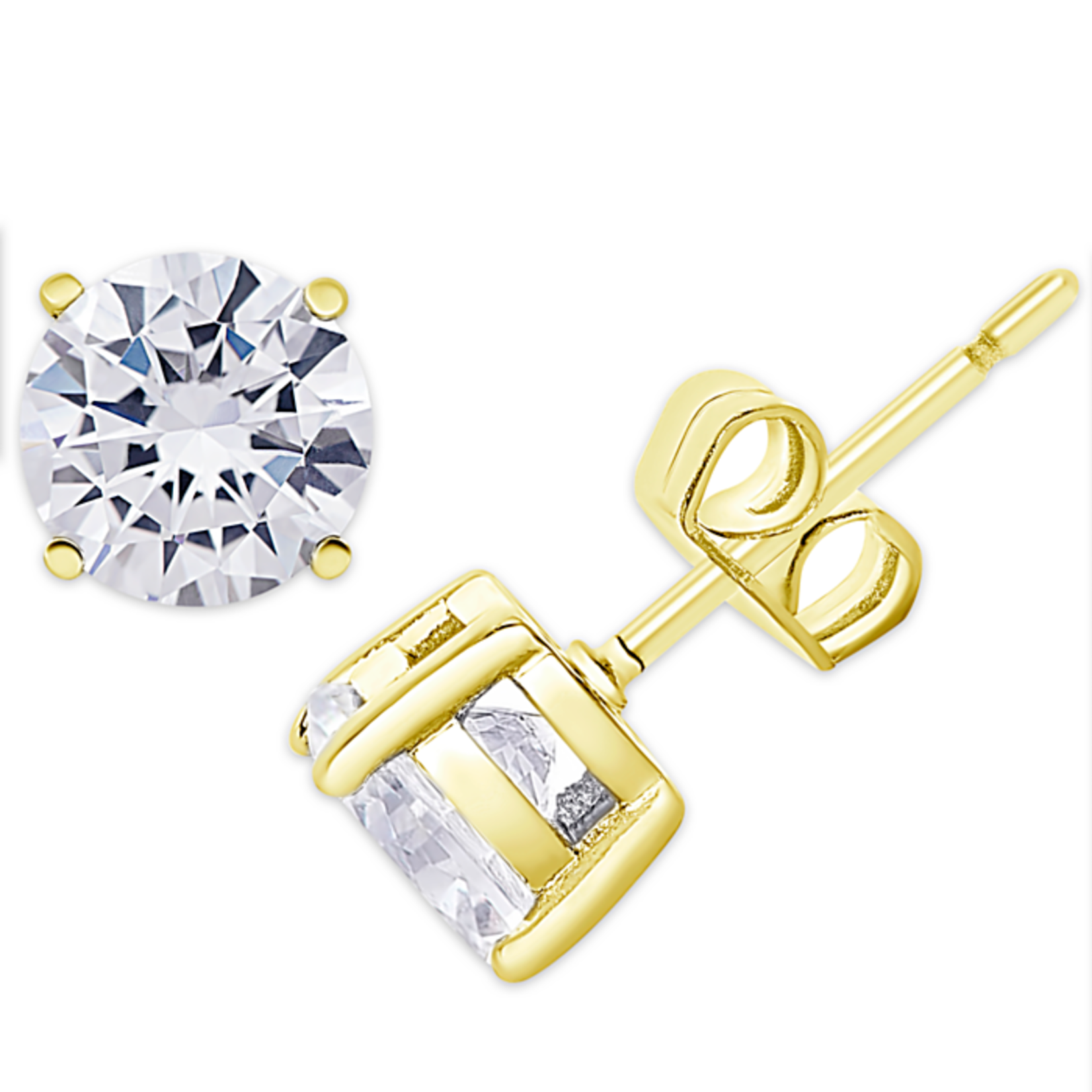 0601 | MCY | GIANI BERNINI | Cubic Zirconia Round Stud Earrings (Pair)- GOLD