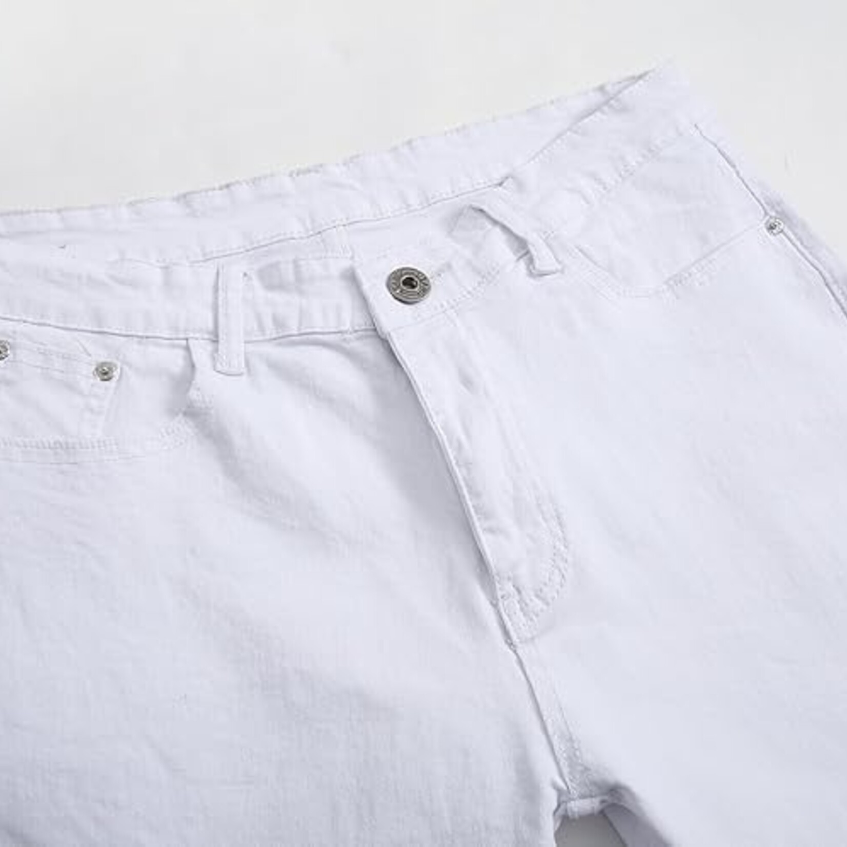 TERRY'S | FREDD MARSHALL |  Men's Skinny Slim Fit Stretch Straight Leg Jeans Pants - White,34W