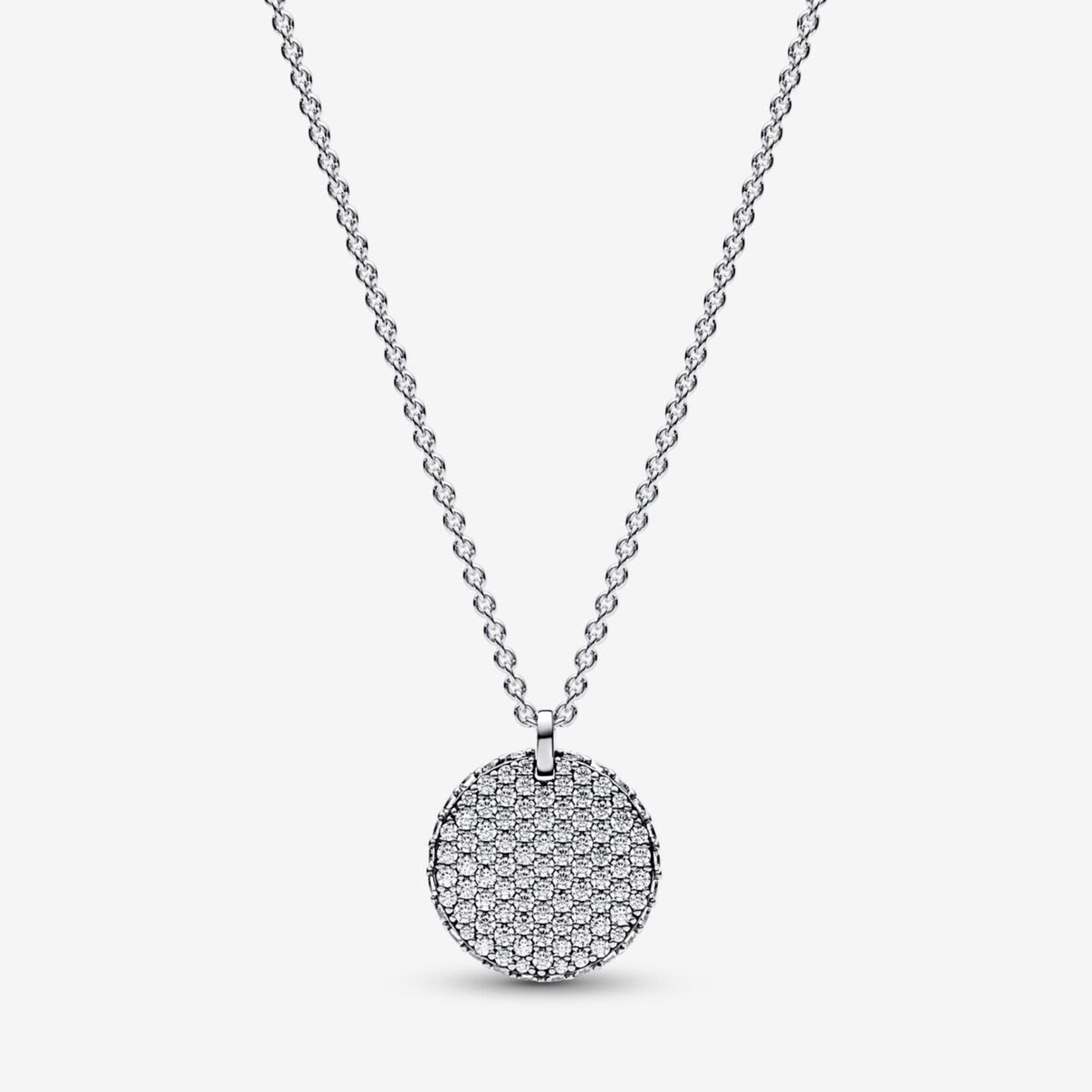 0913 | PANDORA | Authentic| (925 Sterling Silver) - Pandora Timeless Pavé Round Pendant Necklace