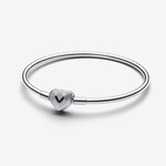 0913 | PANDORA | Authentic| (925 Sterling Silver) - PANDORA Radiating Heart Clasp Bangle