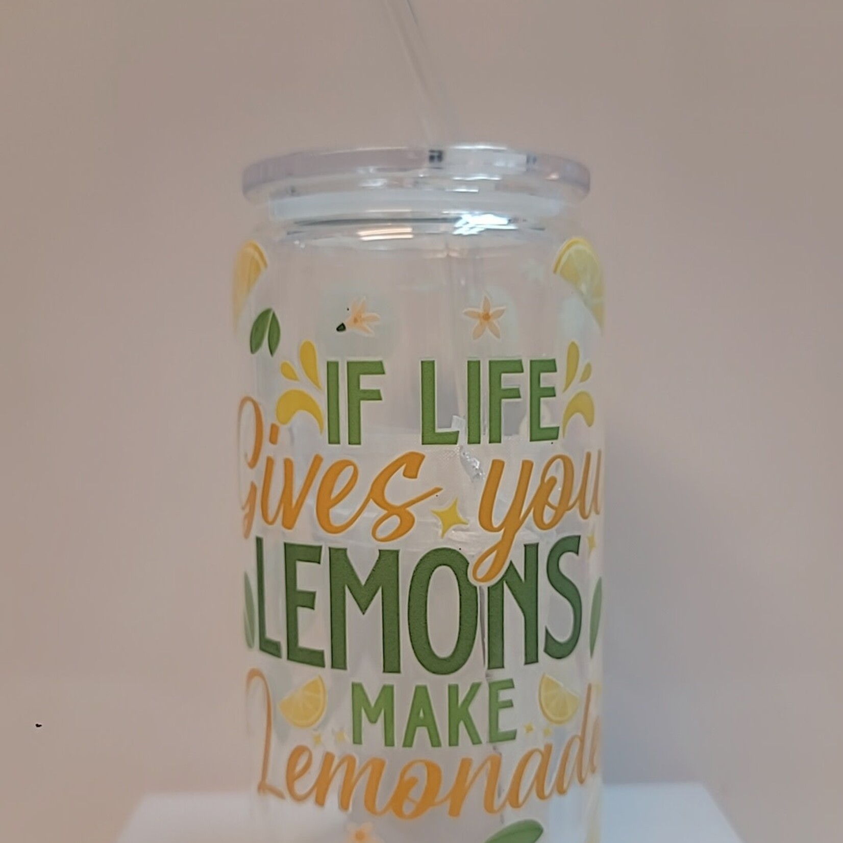 1023 | GRACE'S|PLAIN GLASS CUP 16 OZ.- "If life gives you lemons"