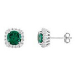 1217 | "PRIMROSE Sterling Silver Cubic Zirconia Halo Stud Earrings x1 Color: May  - Green