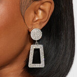 0112 | FNN | "  Something To Celebrate Rhinestone Drop Earrings - Silver"