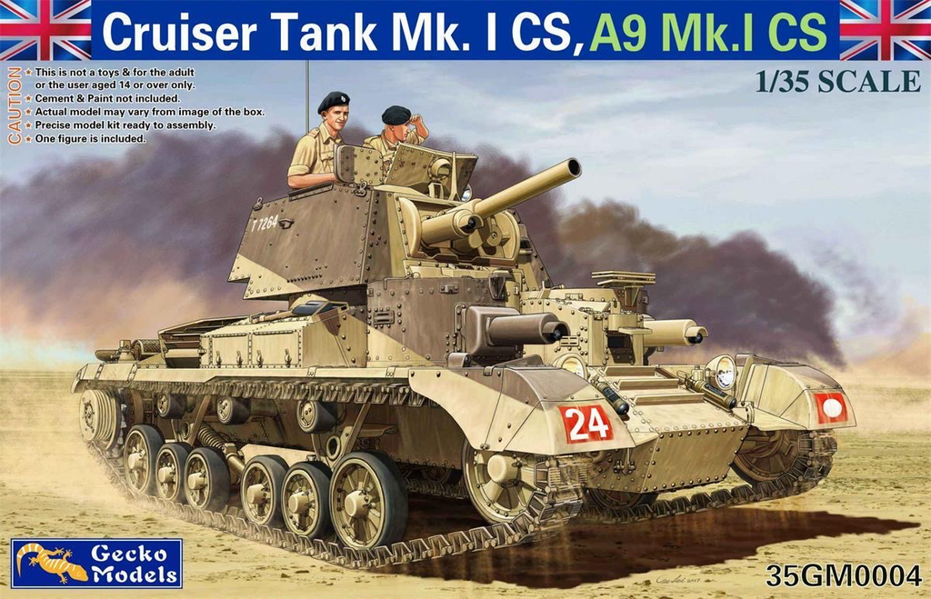 Plastic Kits GECKO (j)  1/35 Scale - Cruiser Tank Mk.I, CS, A9Mk.I CS Plastic Model Kit